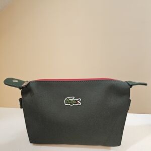 Lacoste Dark Green Toiletry Bag with Red Accents
